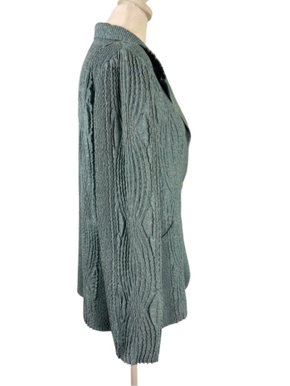 Flair Sage Green Crinkle Textured Blazer Jacket M Button Front Lightweigt - Picture 4 of 12